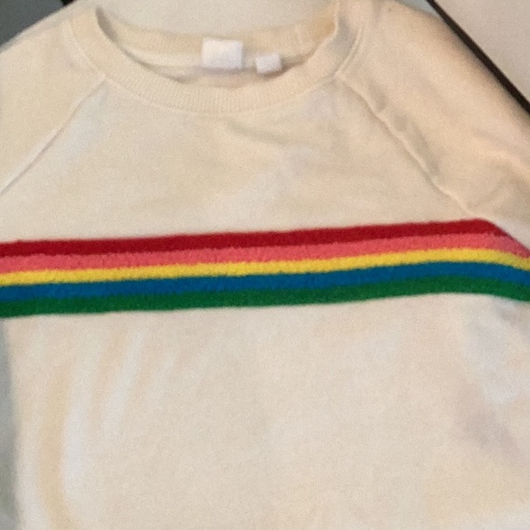 GapKids Rainbow Stripe Sweatshirt GUC sz L (10) SOFT CUTE Cream Ivory - Picture 3 of 17